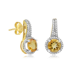 0.25ct Diamond and 1.47ct Citrine Stud Earrings set in 14KT White Gold / BES5384