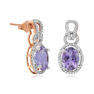 0.28ct Diamond and 2.51ct Amethyst Stud Earrings set in 14KT Rose Gold / BES5422A