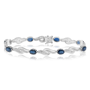 0.11ct Diamond and 4.71ct Sapphire Bracelet set in 14KT White Gold / BT020422