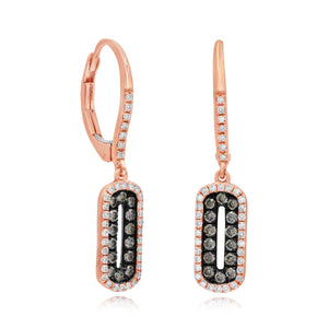 0.25ct Diamond and 0.35ct Brown Diamond Earrings set in 14KT Rose Gold / E08876