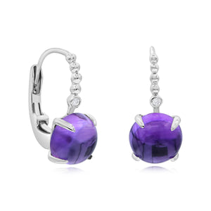 0.03ct Diamond and 5.92ct Purple Amethyst Stud Earrings set in 14KT White Gold / E12691C