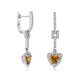 0.31ct Diamond and 0.77ct Citrine Earrings set in 14KT White Gold / E1889C