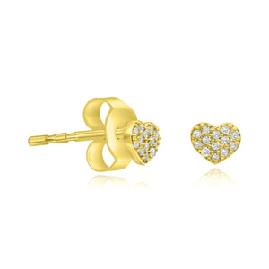 0.07ct Diamond Heart Stud Earrings set in 14KT Yellow Gold / E23083C1