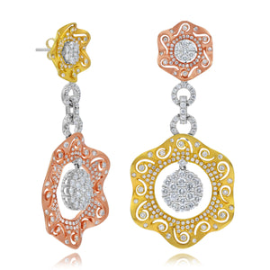4.85ct Diamond Earrings set in 18KT White, Yellow, and Rose Gold / E8172