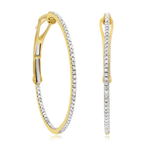 0.76ct Diamond Hoop Earrings set in 14KT Yellow Gold / EA3064Y