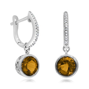 0.11ct Diamond and 2.24ct Citrine Earrings set in 14KT Yellow Gold / EB2150CA