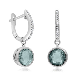 0.10ct Diamond and 2.51ct Green Amethyst Stud Earrings set in 14KT White Gold / EB2150GR