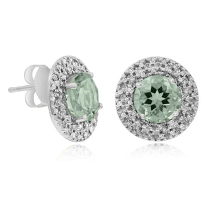0.19ct Diamond and 2.59ct Green Amethyst Stud Earrings set in 14KT White Gold / EB2384