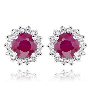 0.25ct Diamond and 0.61ct Ruby Earrings set in 14KT White Gold / ER113655A11