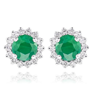 0.15ct Diamond and 0.40ct Emerald Earrings set in 14KT White Gold / ER113655FZ
