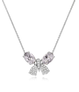 0.08ct Diamond and 0.67ct Morganite Necklace set in 14KT White Gold /  NL759