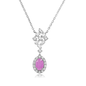 0.28ct Diamond and 0.43ct Pink Sapphire Necklace set in 14KT White Gold / NT401677E