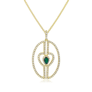 0.47ct Diamond and 0.20ct Emerald Pendant set in 14KT Yellow Gold / P15981B