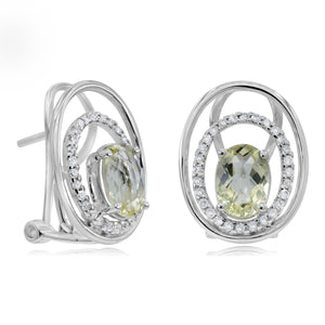 0.22ct Diamond and 1.48ct Lemon Quartz Stud Earrings set in 14KT White Gold / S17800L