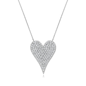 1.53ct Diamond Elongated Heart Necklace set in 14KT White Gold / SP1D6787B