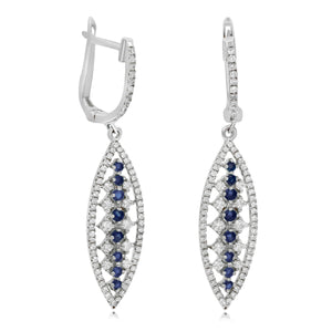 0.51ct Diamond and 0.26ct Sapphire Earrings set in 14KT White Gold / E18171
