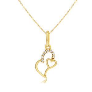0.03ct Diamond Heart Pendant set in 14KT Yellow Gold / SP1D5304A - Povada Jewelry