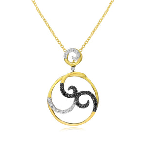 0.06ct White and 0.10ct Black Diamond Pendant set in 14KT Yellow Gold / SP035274Y - Povada Jewelry