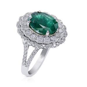1.43ct Diamond and 3.58ct Emerald Ring set in 14KT White Gold / AR12130E