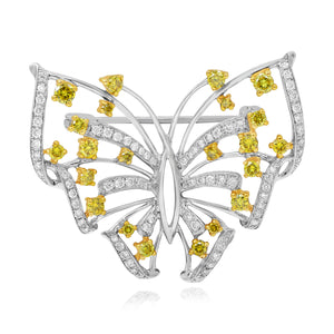 0.60ct White and 0.90ct Yellow Diamond Pin set in 14KT White Gold / BA436A