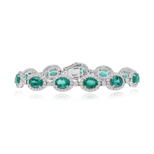 3.01ct Diamond and 9.0ct Emerald Bracelet set in 18KT White Gold / BM045F
