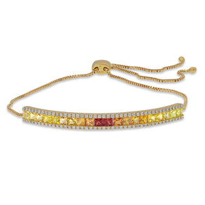 0.33ct Diamond and 1.98ct Multi-Color Sapphire Bracelet set in 14KT Yellow Gold / BM529A