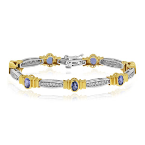 0.95ct Diamond and 3.75ct Tanzanite Bracelet set in 14KT White and Yellow Gold / BR511RD