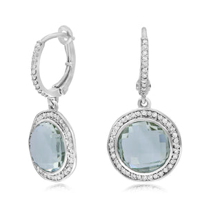 0.40ct Diamond and 8.27ct Green Amethyst Earrings set in 14KT White Gold / E06466D