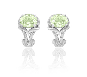 0.26ct Diamond and 2.36ct Green Amethyst Earrings set in 14KT White Gold / E10800G