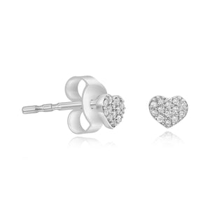 0.08ct Diamond Heart Stud Earrings set in 14KT White Gold / E23083B2