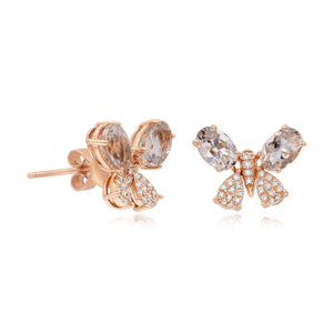 0.15ct Diamond and 1.82ct Morganite Earrings set in 14KT Rose Gold / EL759B