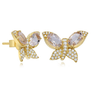 0.22ct Diamond and 1.43ct Morganite Earrings set in 14KT Rose Gold / EL760B