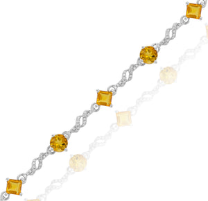 0.43ct Diamond and 3.93ct Citrine Bracelet set in 14KT White Gold / JBCB150032H