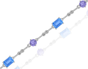 0.44ct Diamond, 4.34ct Blue Topaz and 1.88ct Pink Amethyst Bracelet set in 14KT White Gold / JBCB150034C