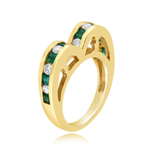 0.63ct Diamond and  0.90ct Emerald Ring set in 14KT Yellow Gold / MB2134E
