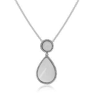 0.26ct Diamond and 10.60ct Moonstone Pendant set in 14KT White Gold / P07661A