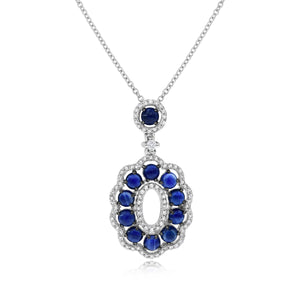0.30ct Diamond and 1.54ct Sapphire Pendant set in 14KT White Gold  / P08818