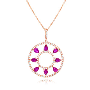0.39ct Diamond and 1.43ct Ruby Pendant set in 14KT Rose Gold / P13036A