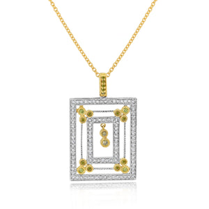 0.41ct White and 0.23ct Yellow Diamond Pendant set in 14KT White and Yellow Gold / P5438Y