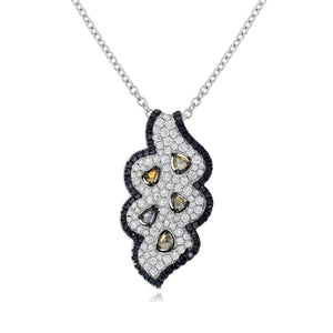 1.35ct White, 0.80ct Black and 0.39ct Yellow Diamond Pendant set in 18KT White Gold / PD304C