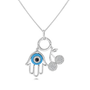 1.00ct Turquoise, 0.32ct White and 0.05ct Black Diamond Pendant set in 14KT White Gold / PD855