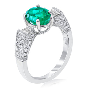 0.75ct Diamond and 1.86ct Emerald Ring set in 18KT White Gold / R01974XE