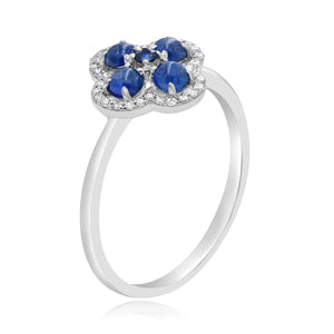 0.12ct Diamond 0.67ct Sapphire Ring set in 14KT White Gold / R09440A
