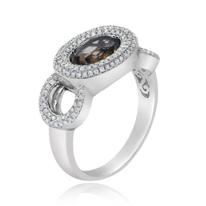 0.34ct Diamond and 1.45ct Smoky Quartz Ring set in 14KT White Gold / R5099S