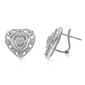 0.10ct Diamond Heart Earrings set in 14KT White Gold / S45879