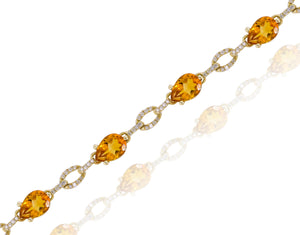 0.49ct Diamond and 5.70ct Citrine Bracelet set in 14KT Yellow Gold / JBCB150022L
