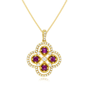 0.28ct Diamond and 0.48ct Ruby Pendant set in14KT Yellow Gold / P11471D