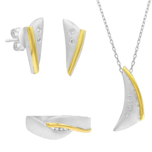 0.10ct Diamond and 18KT Gold Element set in 925 Silver Set