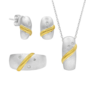 0.11ct Diamond and 18KT Gold Element set in 925 Silver Set