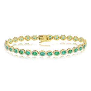0.88ct Diamond and 4.63ct Emerald Bracelet set in 14KT Yellow Gold / BR400996A